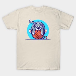 Cute Cat Playing Yarn Ball Cartoon Vector Icon Illustration T-Shirt